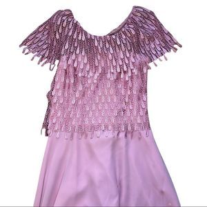 Evening Gown 80’s Rosey Pink Vintage Samax Dress with tear drop Lace Top